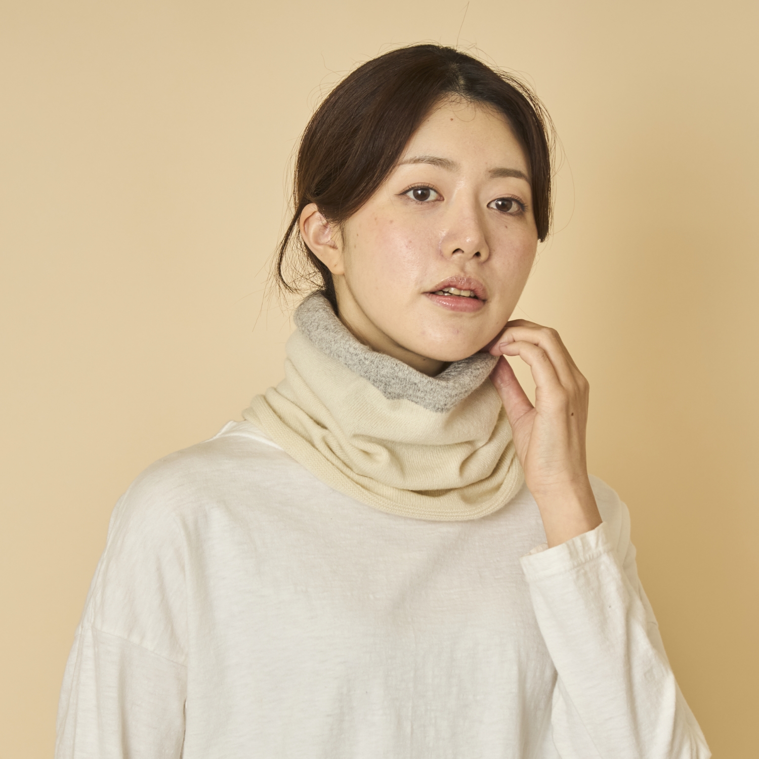 el alto/バイカラーカシミヤネックウォーマー